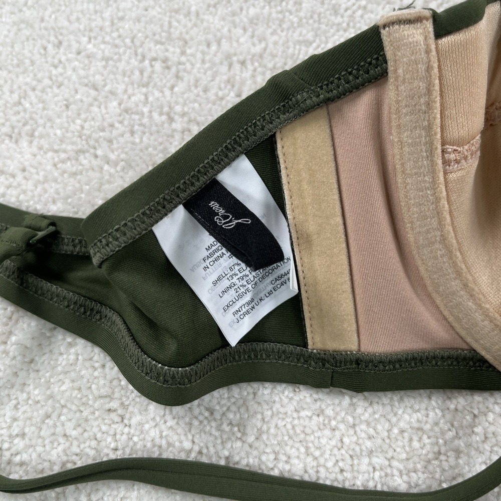 J Crew Bikini Set High Rise Bottoms M Underwire Top 34C Olive Green NWOT - Picture 7 of 12